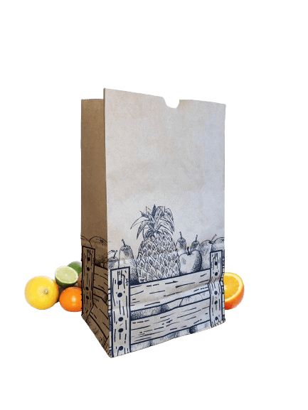 Saco de papel Sacolis, ideal para produtos de mercearia, como frutas e legumes