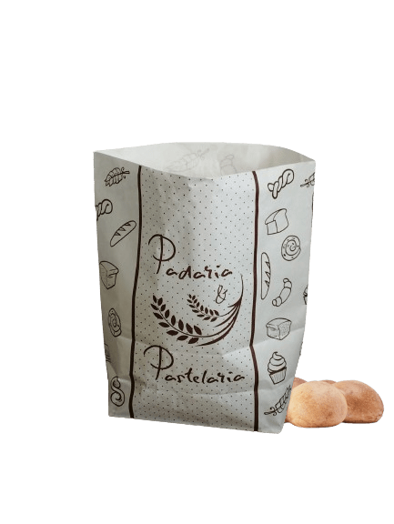 Saco de papel Sacolis para padarias, pastelarias e estabelecimentos de venda de pão.